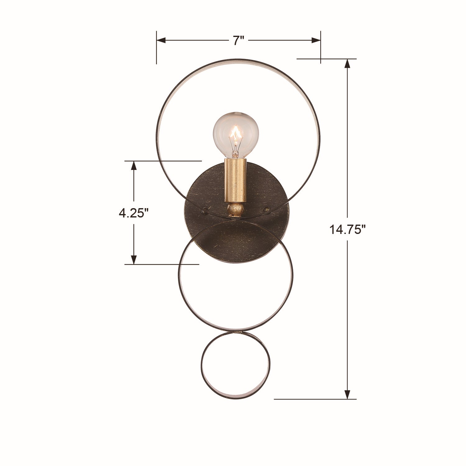 Luna One Light Wall Sconce in English Bronze + Antique Gold