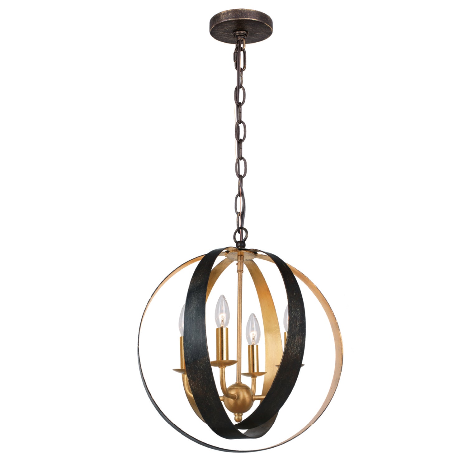 Luna Four Light Mini Chandelier in English Bronze + Antique Gold