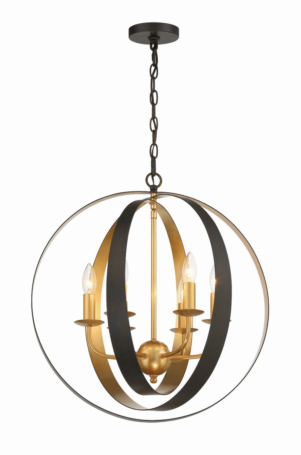 Luna Chandelier in English Bronze + Antique Gold