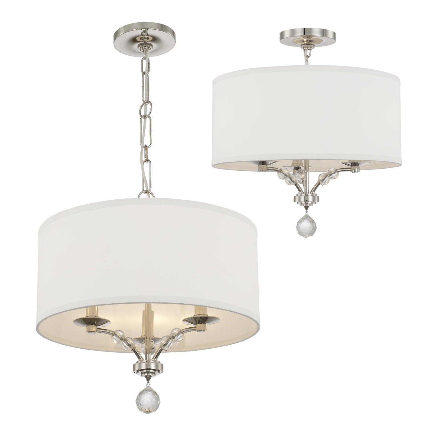 Mirage Three Light Semi Flush Mount in Polished Nickel