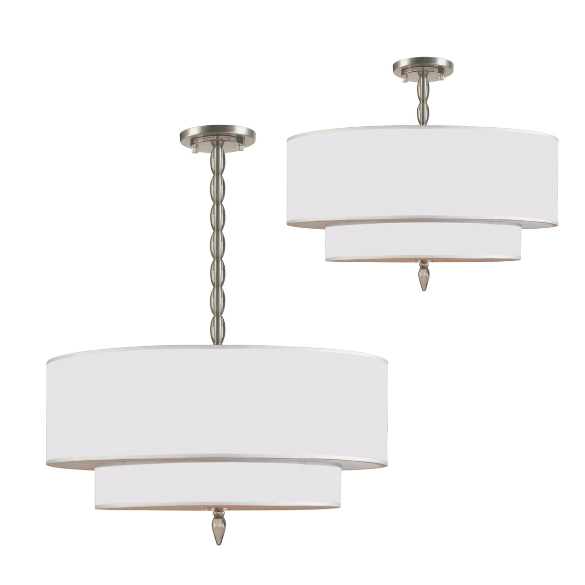 Luxo Five Light Semi Flush Mount in Satin Nickel