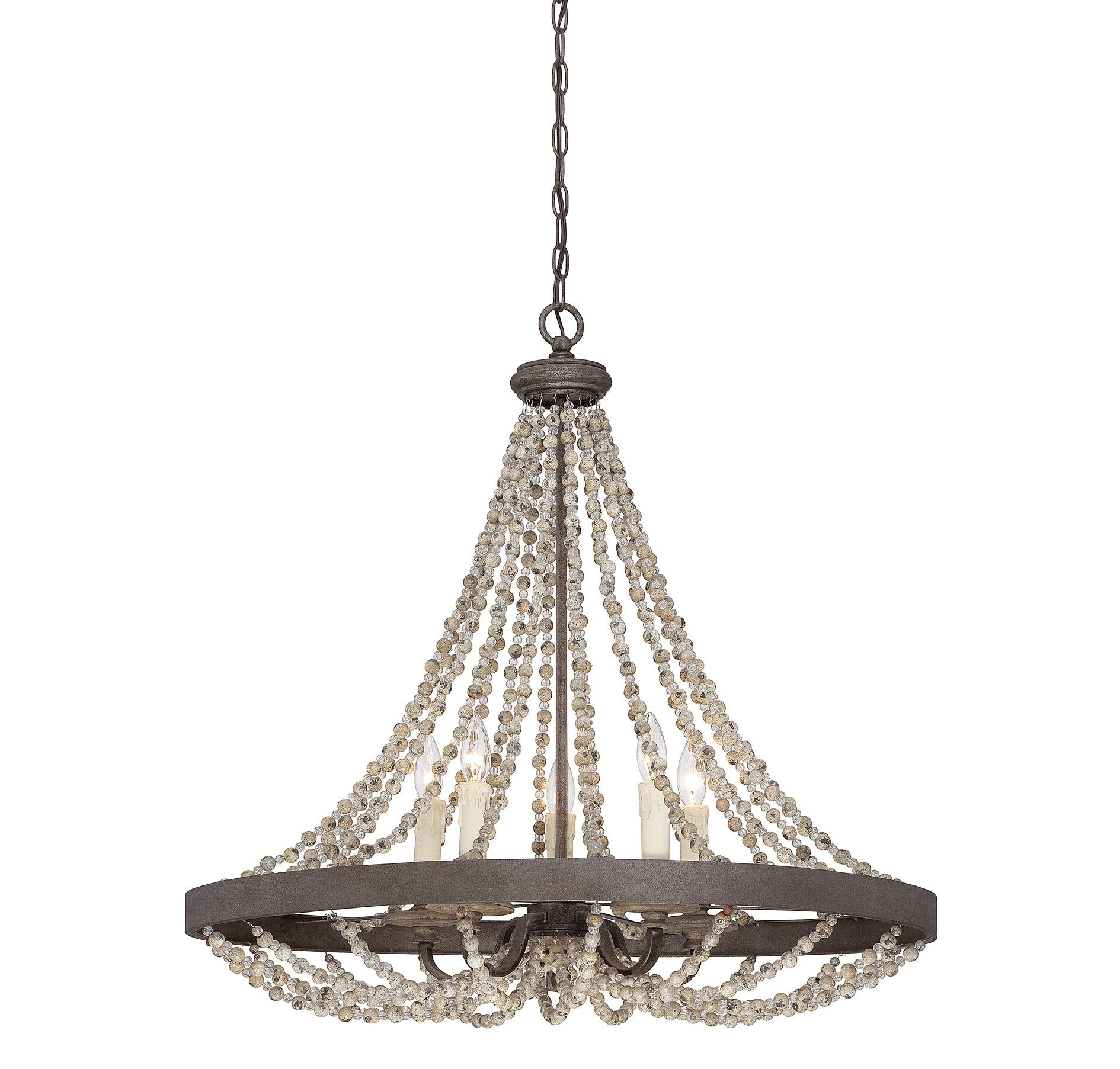 Mallory Five Light Pendant in Fossil Stone