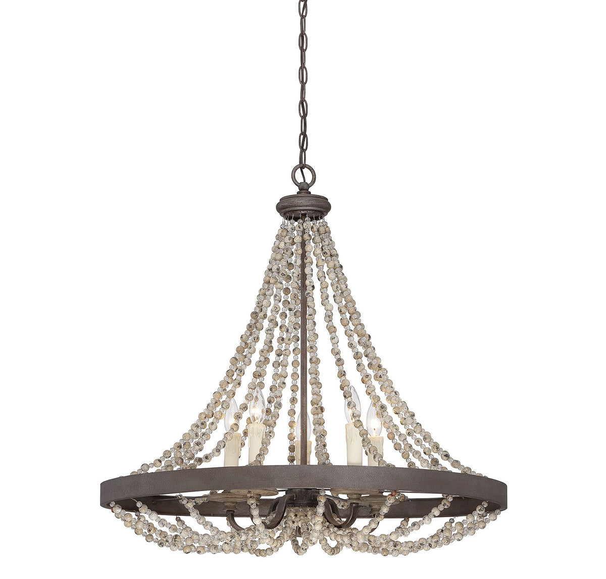 Mallory Five Light Pendant in Fossil Stone