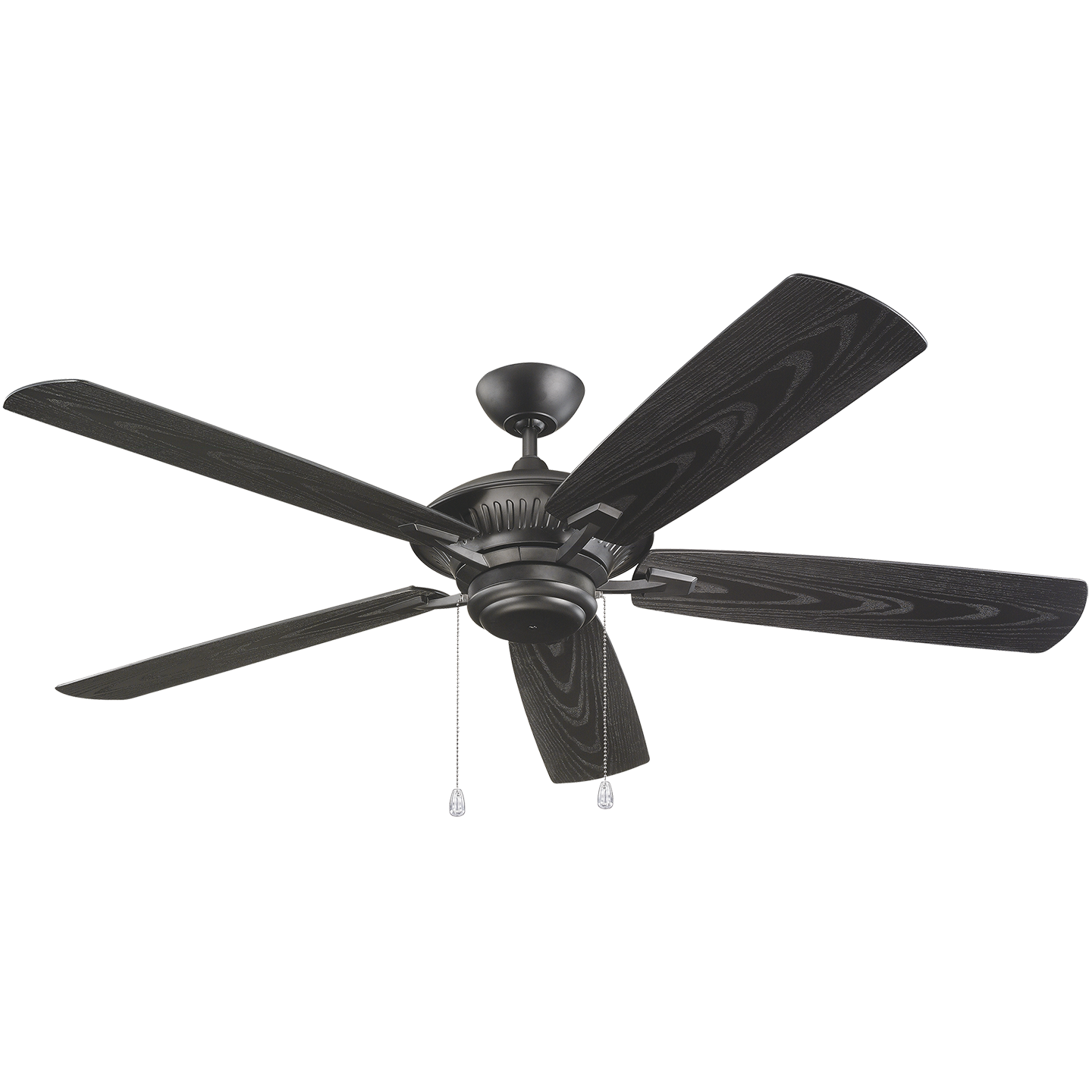 Cyclone 60-inch indoor/outdoor 5-blade ceiling fan in matte black finish with reversible, pull chain motor