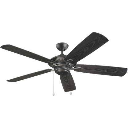 Cyclone 60-inch indoor/outdoor 5-blade ceiling fan in matte black finish with reversible, pull chain motor