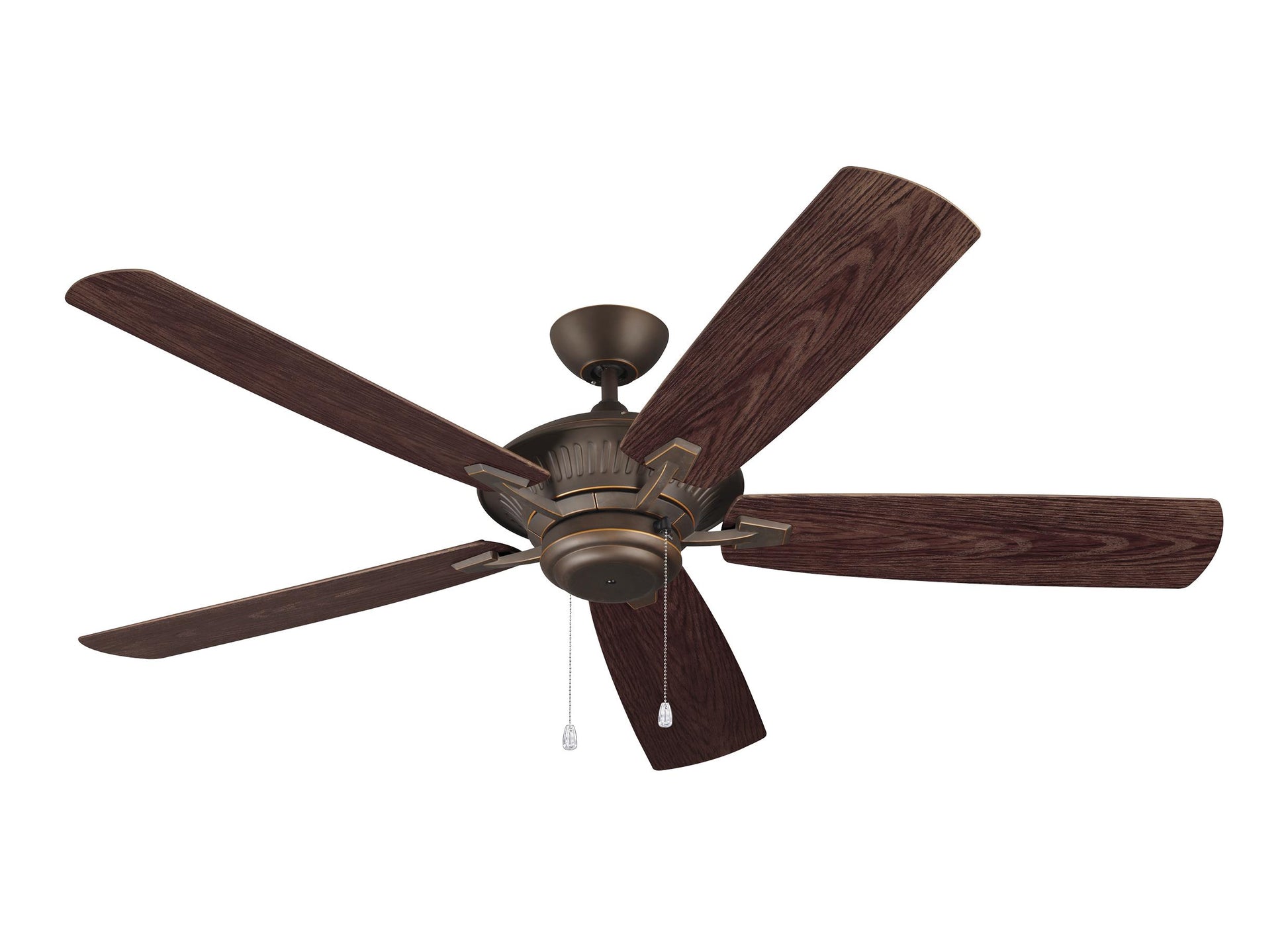 Cyclone 60-inch indoor/outdoor 5-blade ceiling fan in roman bronze finish with reversible, pull chain motor