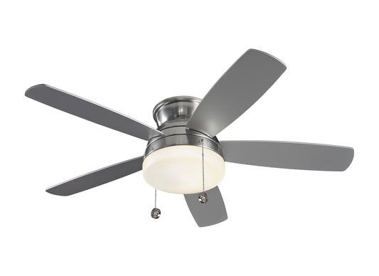 Traverse 52-inch indoor 5-blade flush mount ceiling fan in brushed steel finish with reversible motor and LED light kit included
