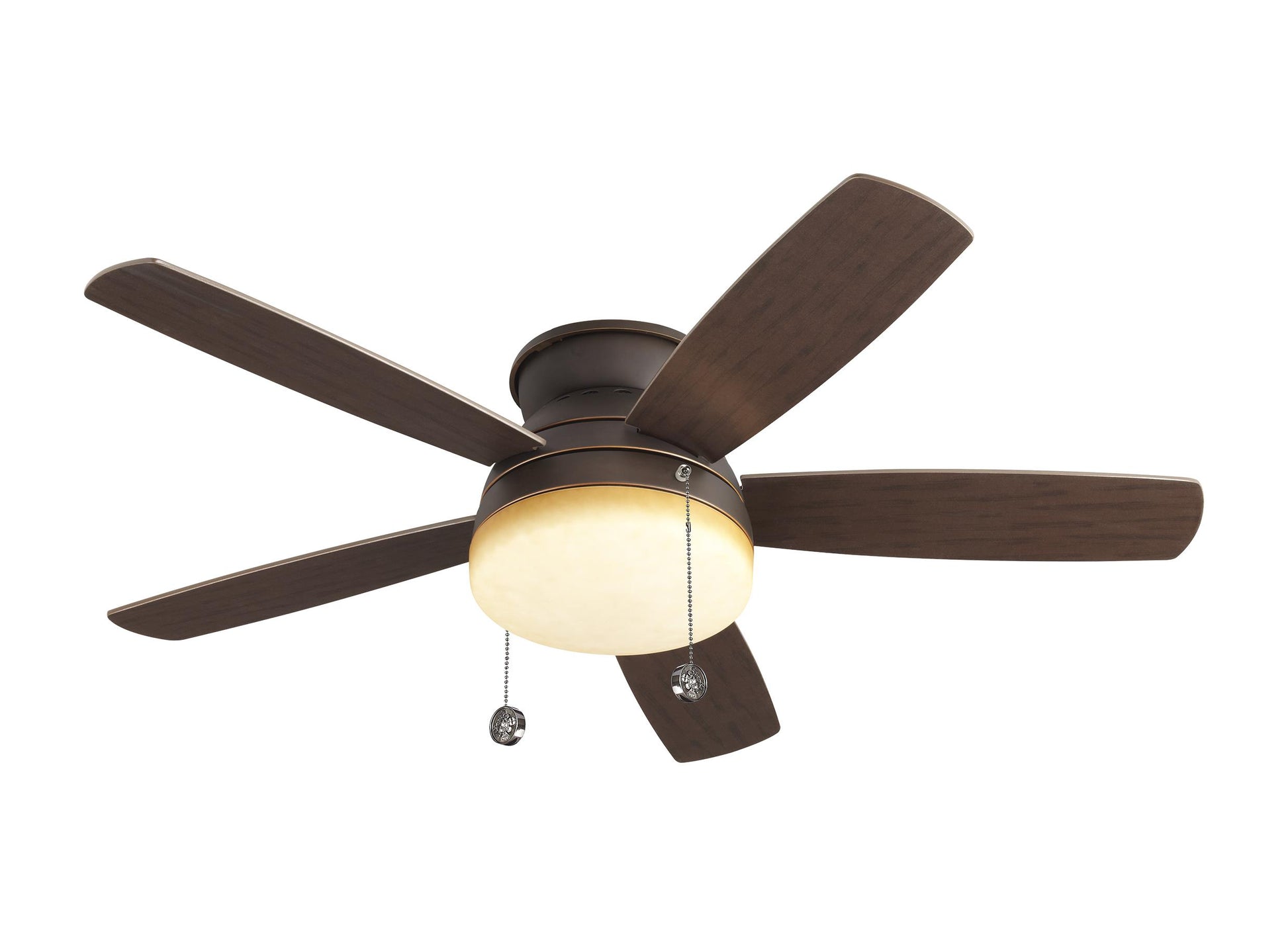 Traverse 52-inch indoor 5-blade flush mount ceiling fan in roman bronze finish with reversible motor and LED light kit included