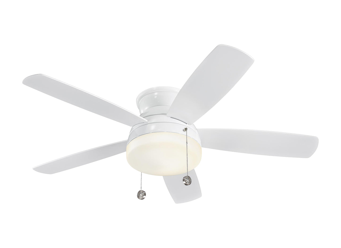 Traverse 52-inch indoor 5-blade flush mount ceiling fan in white finish with reversible motor and LED light kit included