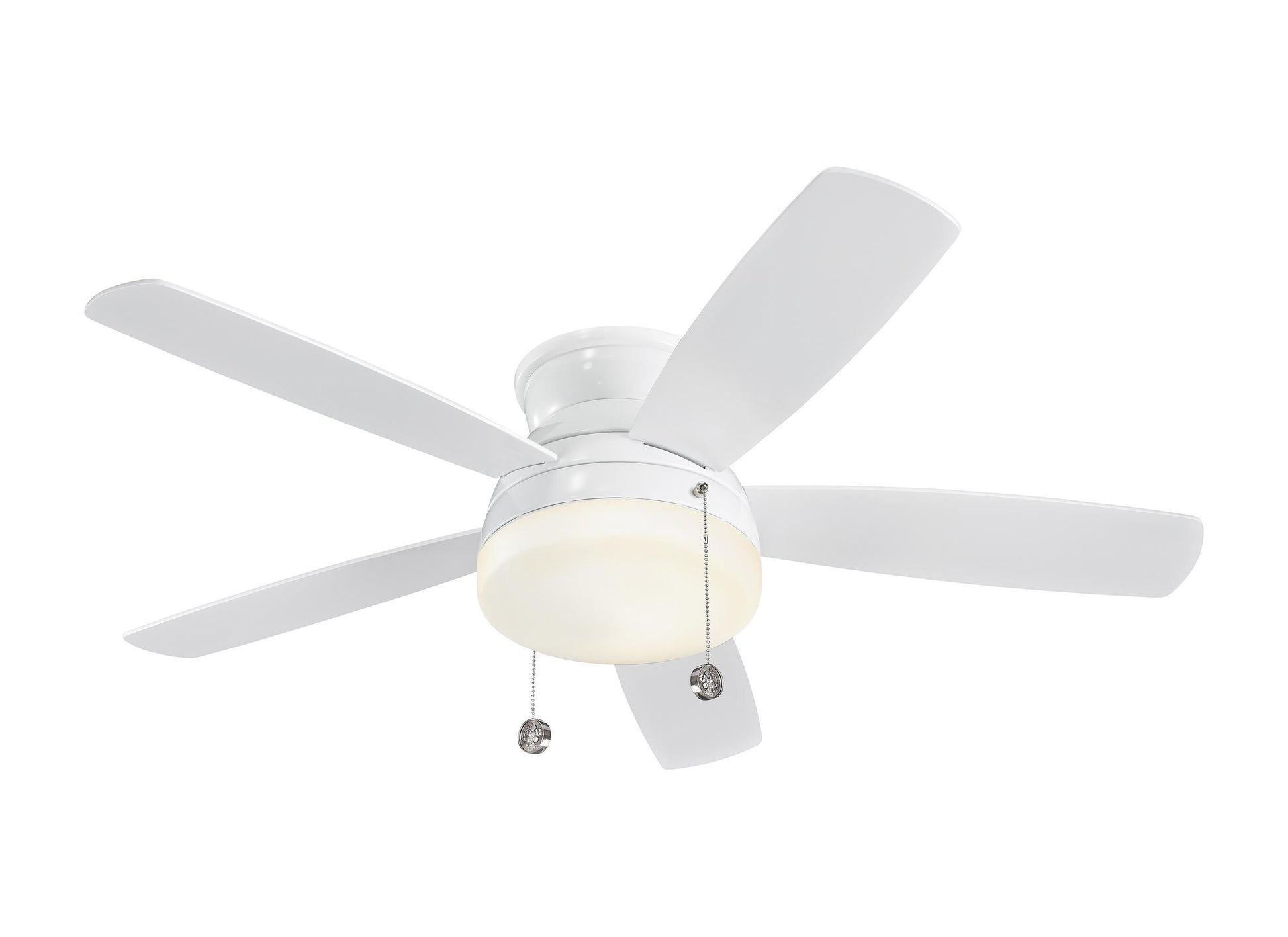 Traverse 52-inch indoor 5-blade flush mount ceiling fan in white finish with reversible motor and LED light kit included