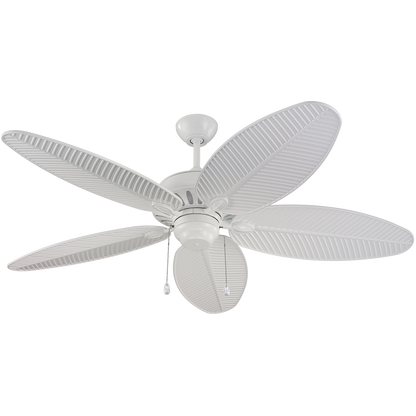Cruise 52-inch indoor/outdoor 5-blade ceiling fan in white finish with reversible, pull chain motor