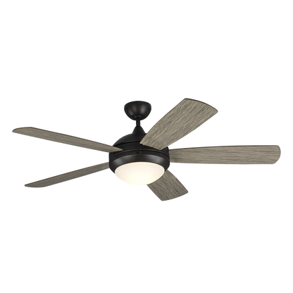 Discus Smart 52-inch indoor 5-blade smart ceiling fan in aged pewter finish with energy-efficient reversible DC motor, remote control, integrated LED light kit included and compatible with Alexa, Google Home, and Bond Home Action
