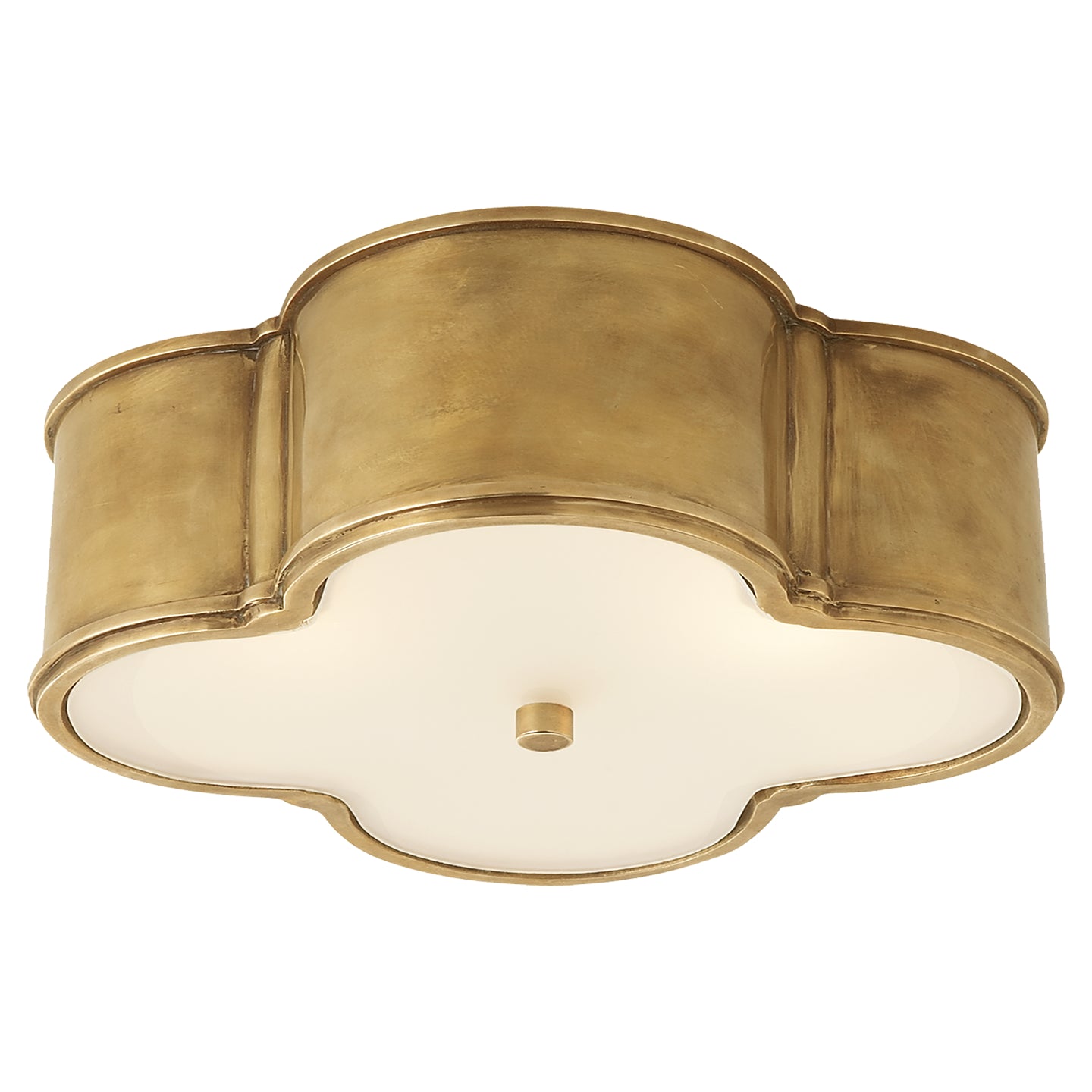 Basil 17" Flush Mount in Natural Brass with Frosted Glass