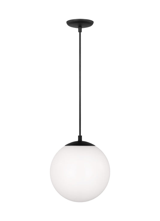 Leo - Hanging Globe Medium One Light Pendant with White Glass