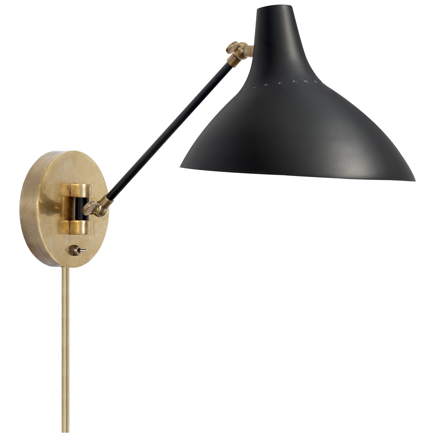 Charlton Wall Light in Black and Hand-Rubbed Antique Brass - ARN 2006BLK