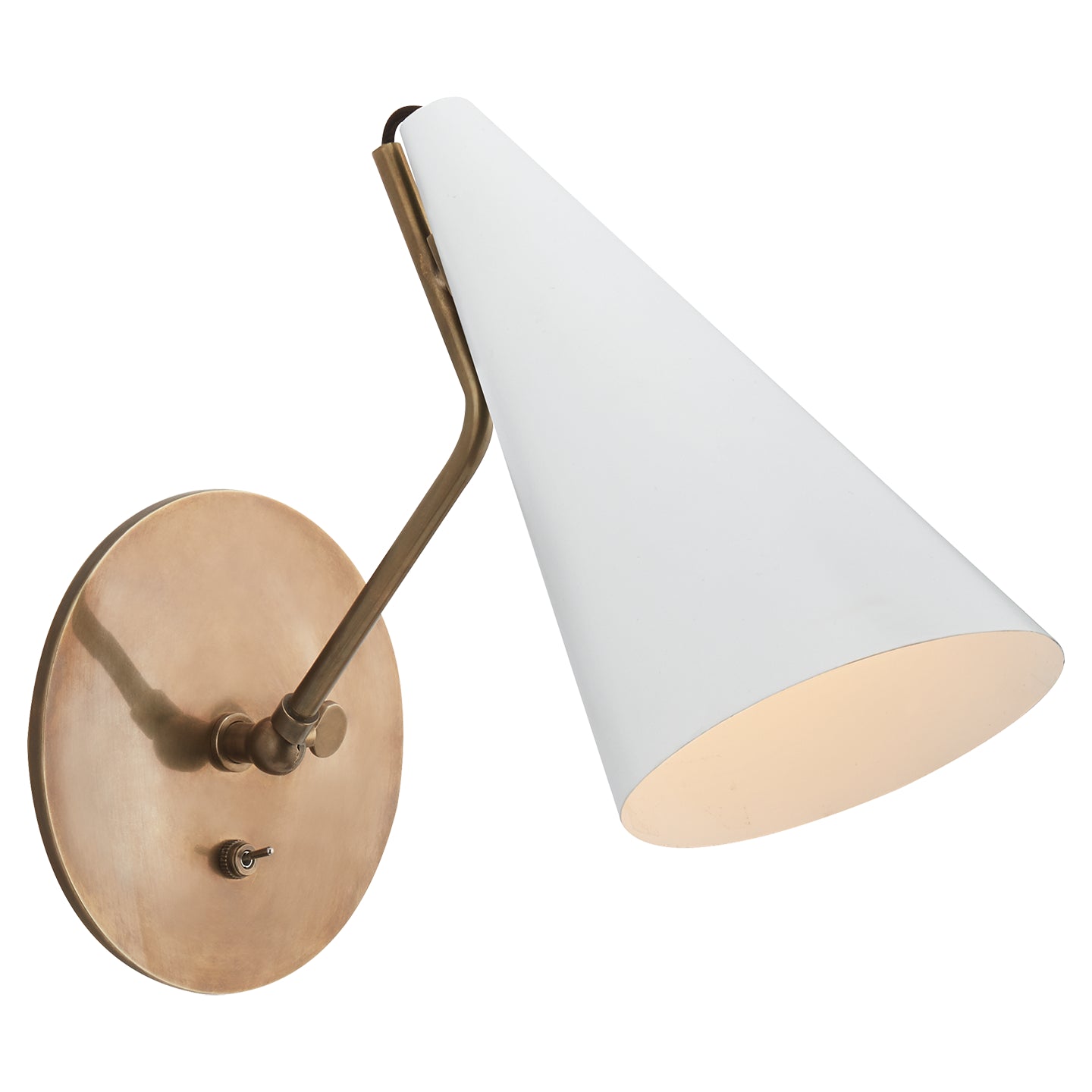 Clemente Wall Light in Hand-Rubbed Antique Brass with White