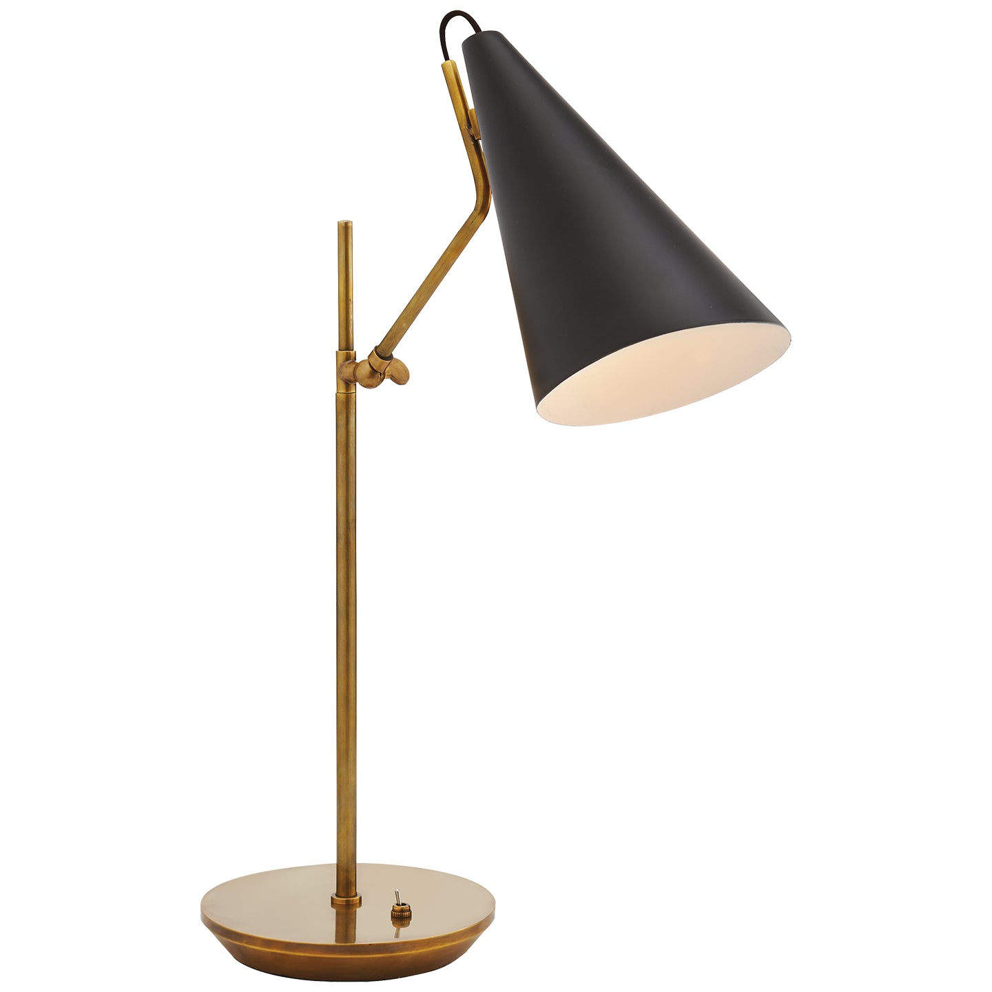 Clemente Table Lamp in Hand-Rubbed Antique Brass with White