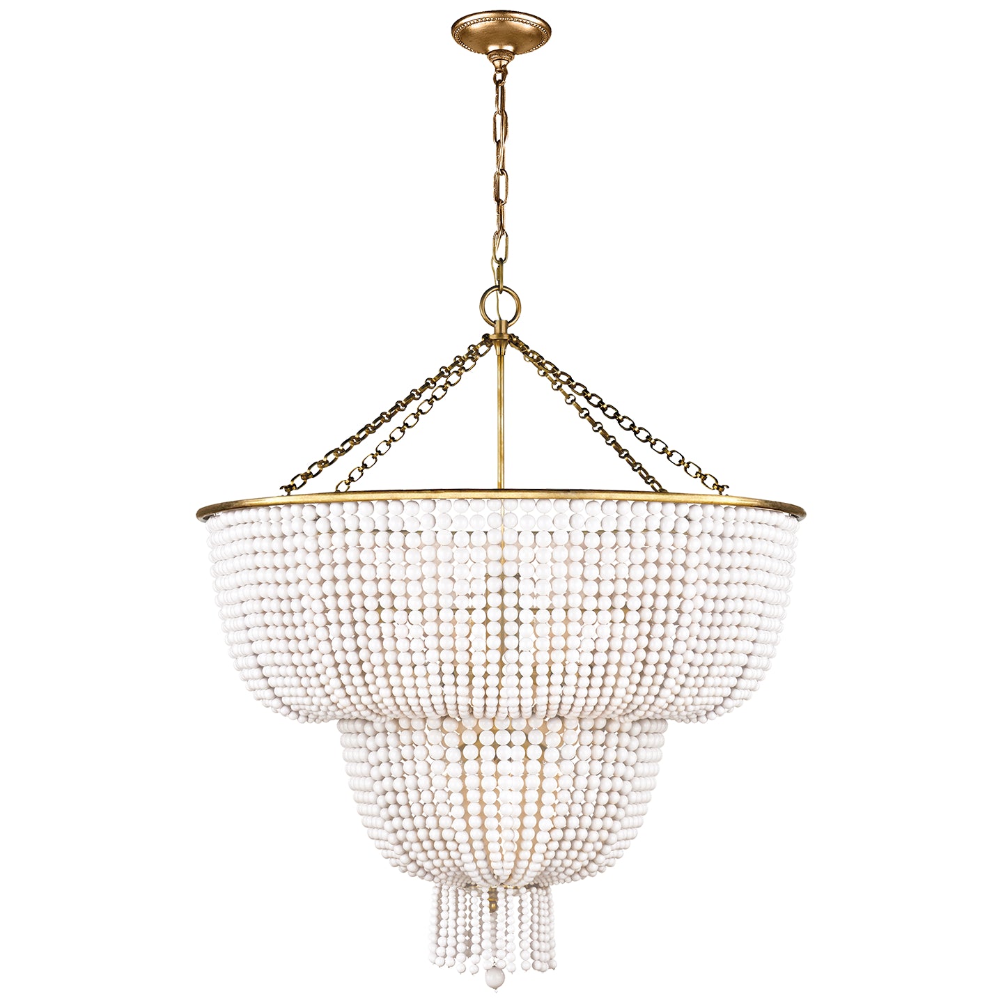 Jacqueline Two-Tier Chandelier in Hand-Rubbed Antique Brass with White Acrylic. ARN 5104HAB-WG