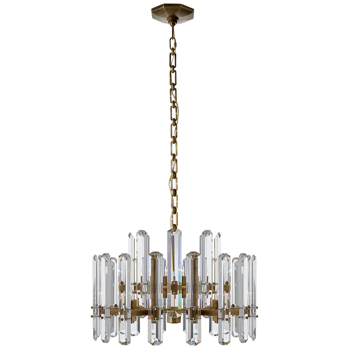 Bonnington Chandelier in Hand-Rubbed Antique Brass with Crystal