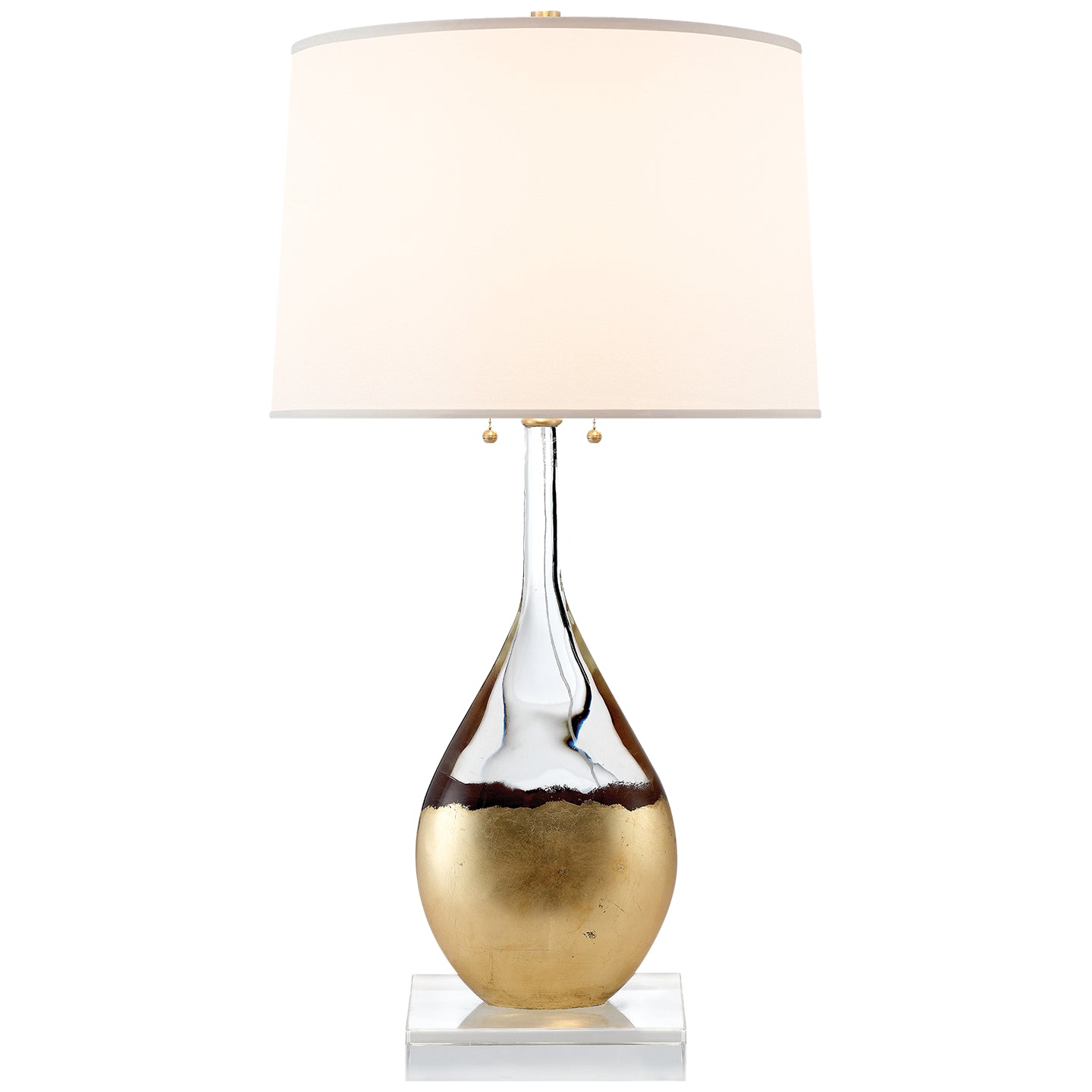 Sculptural Table Two Light Table Lamp in Crystal