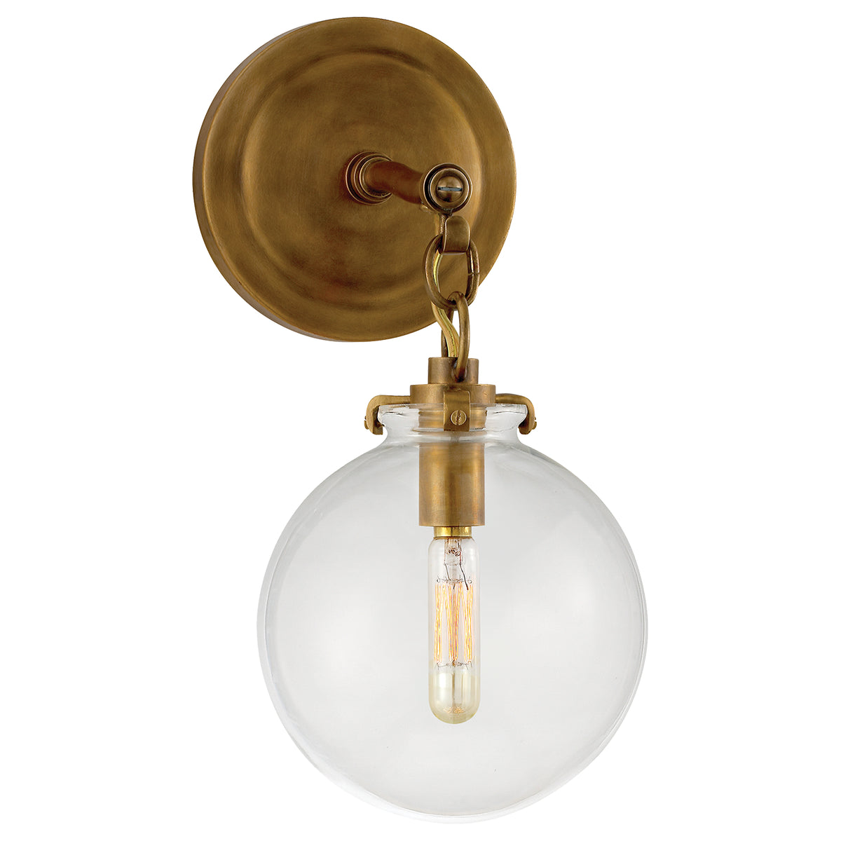 Katie Globe One Light Wall Sconce in Hand-Rubbed Antique Brass