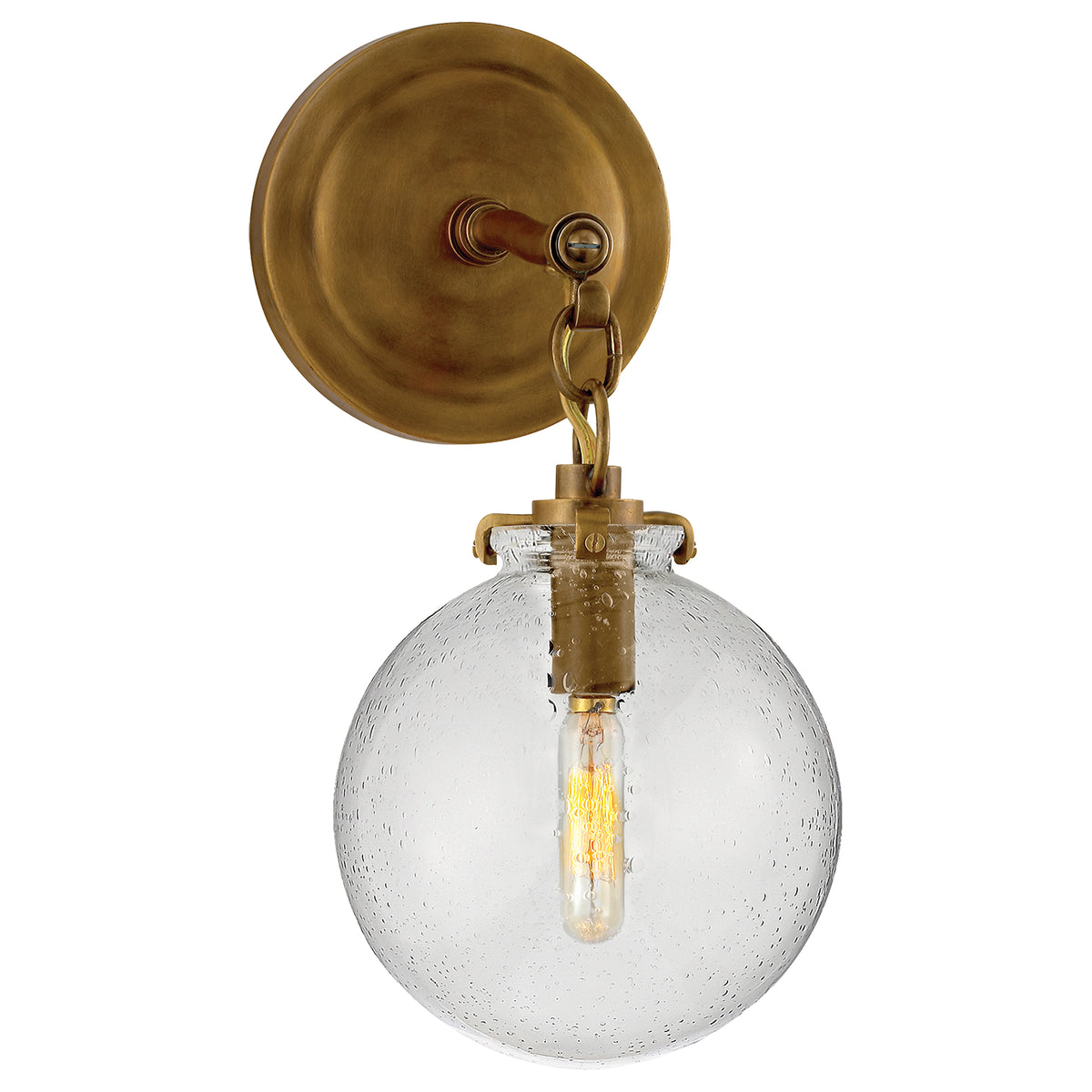 Katie Globe One Light Wall Sconce in Hand-Rubbed Antique Brass