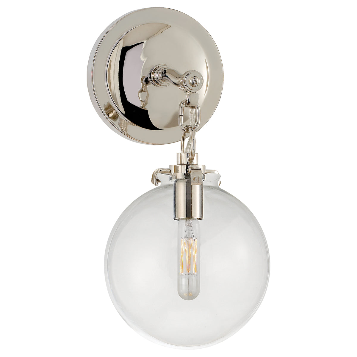 Katie Globe One Light Wall Sconce in Polished Nickel