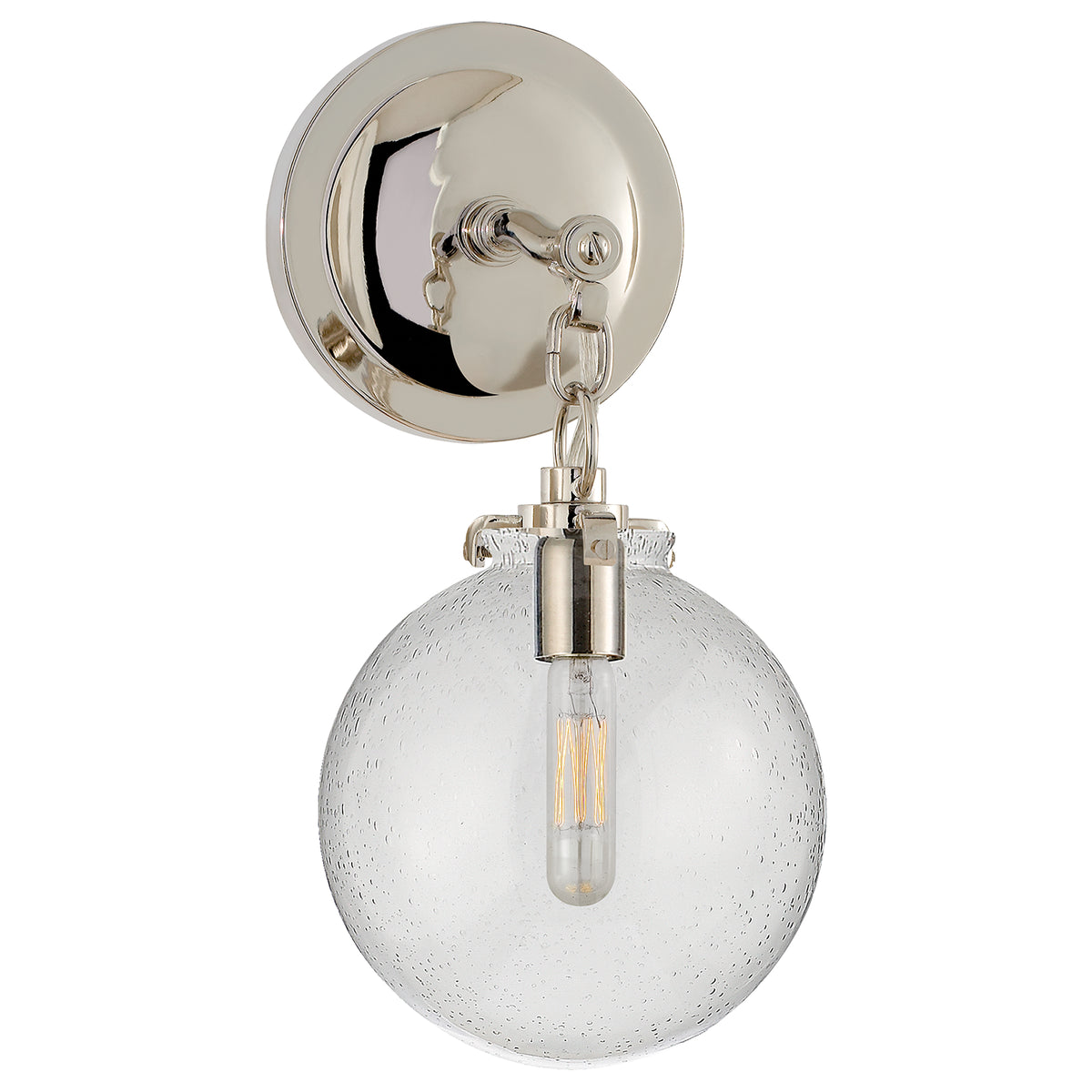 Katie Globe One Light Wall Sconce in Polished Nickel