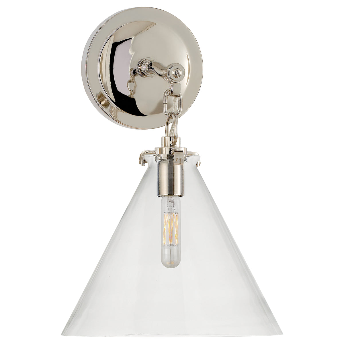 Katie Conical One Light Wall Sconce in Polished Nickel
