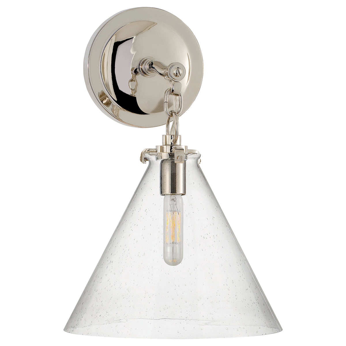 Katie Conical One Light Wall Sconce in Polished Nickel