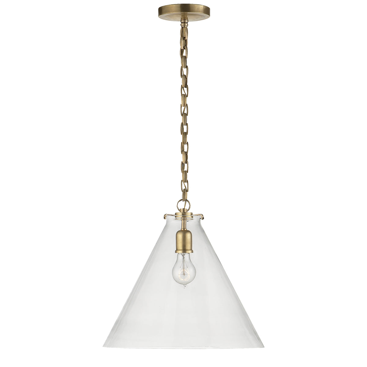 Katie Conical One Light Pendant in Hand-Rubbed Antique Brass