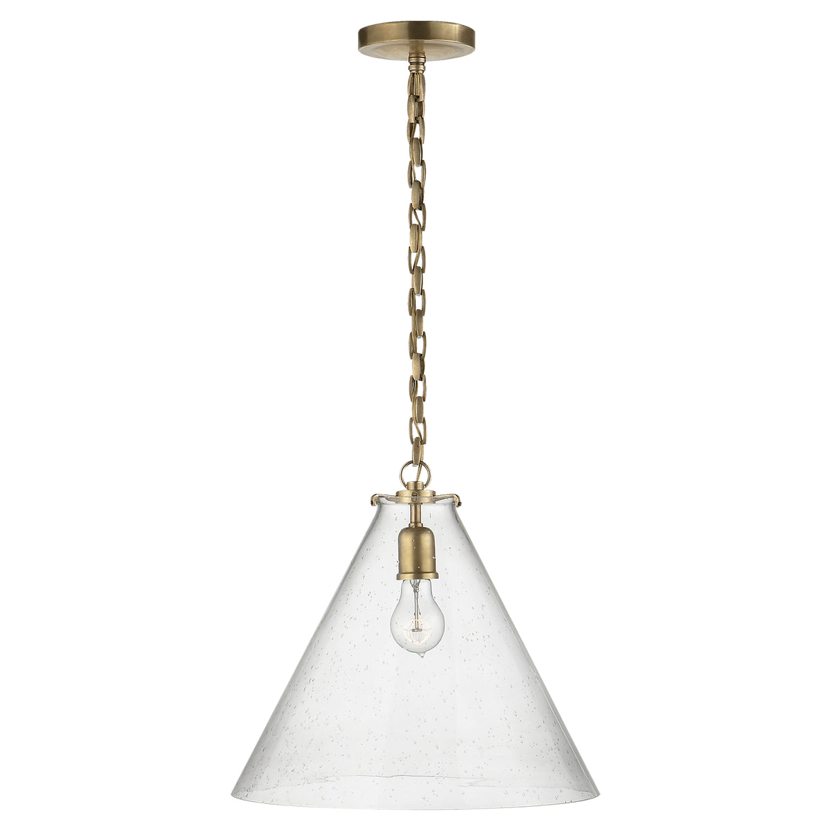 Katie Conical One Light Pendant in Hand-Rubbed Antique Brass