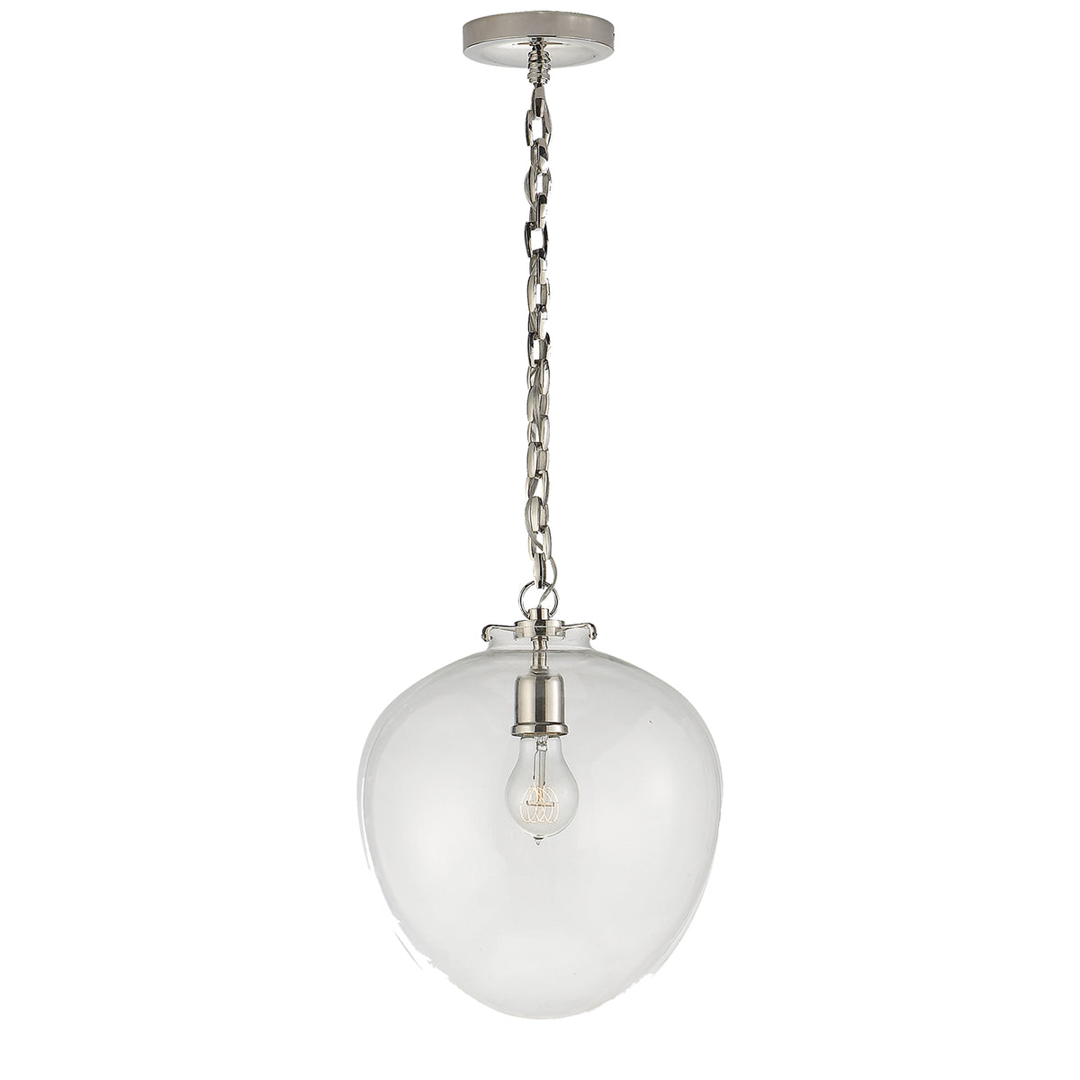 Katie Acorn One Light Pendant in Polished Nickel