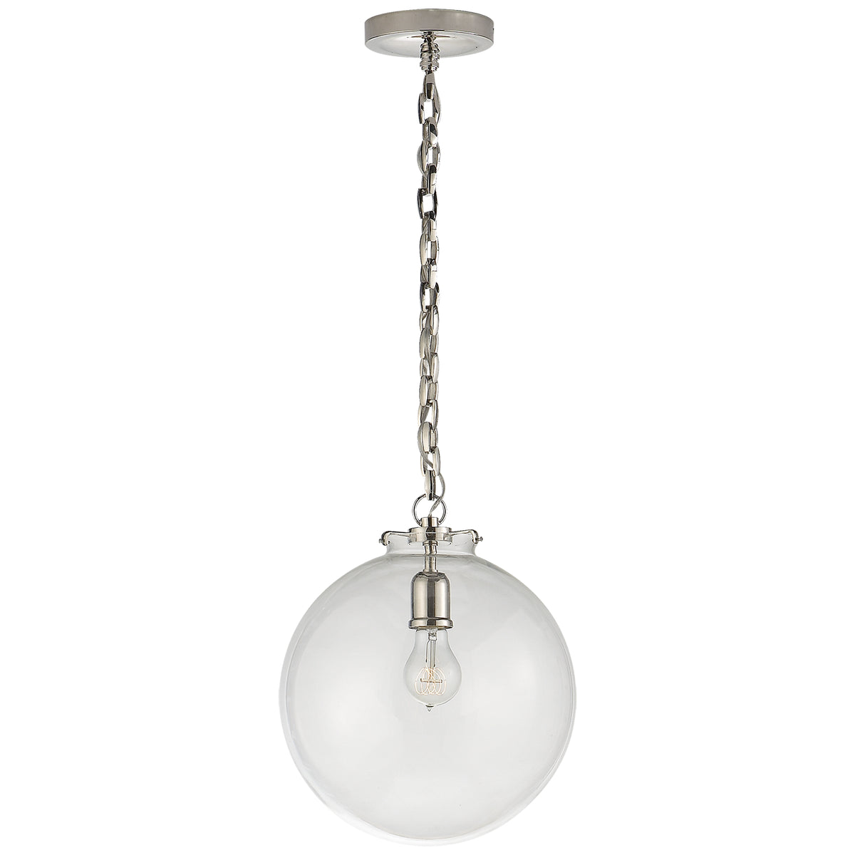Katie Globe One Light Pendant in Polished Nickel