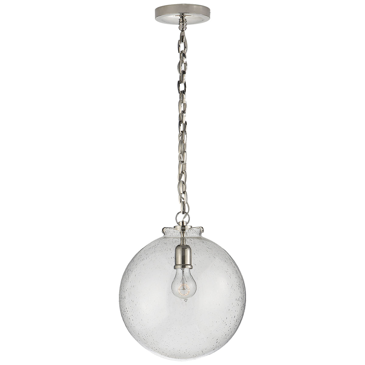Katie Globe One Light Pendant in Polished Nickel