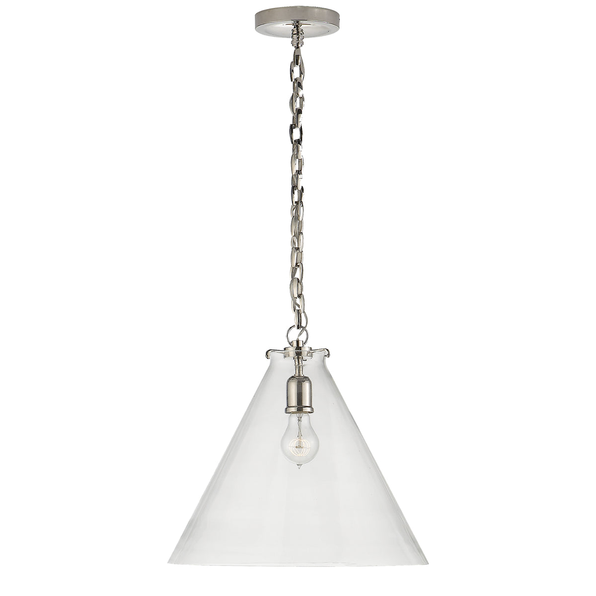 Katie Conical One Light Pendant in Polished Nickel