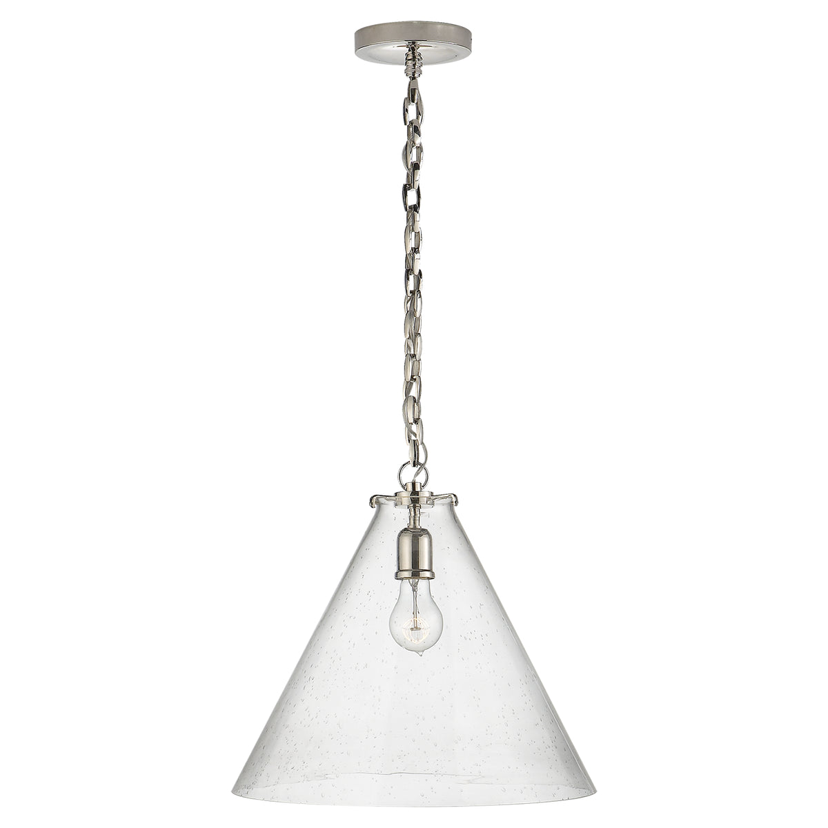 Katie Conical One Light Pendant in Polished Nickel