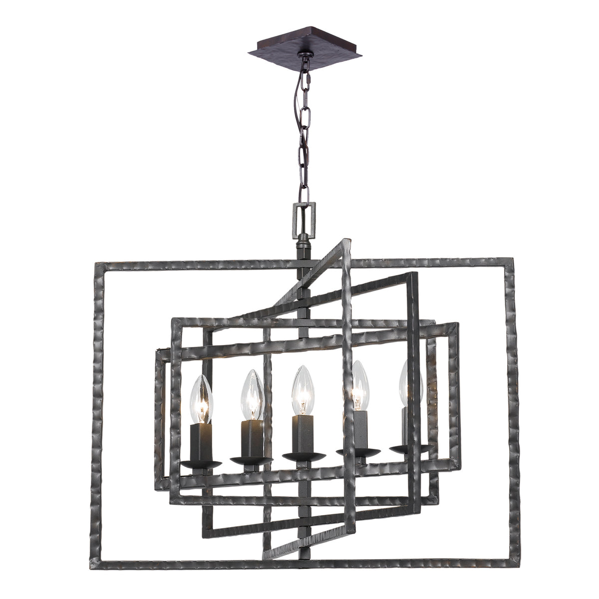 Capri Five Light Chandelier in Raw Steel