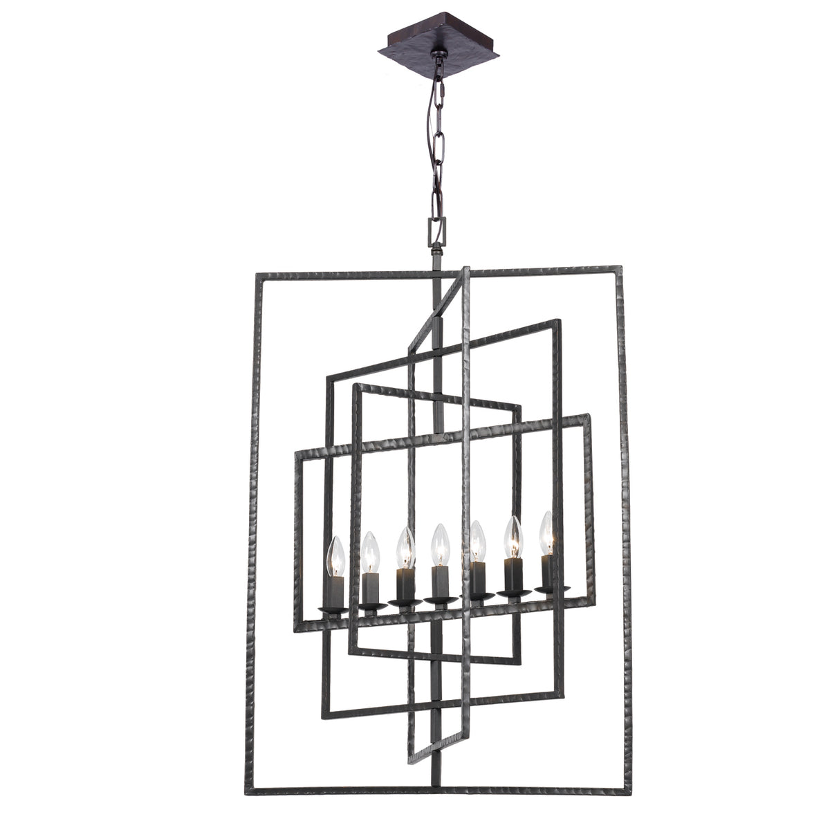 Capri Seven Light Chandelier in Raw Steel