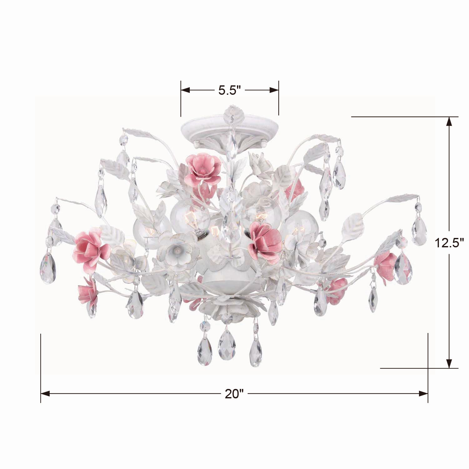 Lola Six Light Semi Flush Mount in Wet White