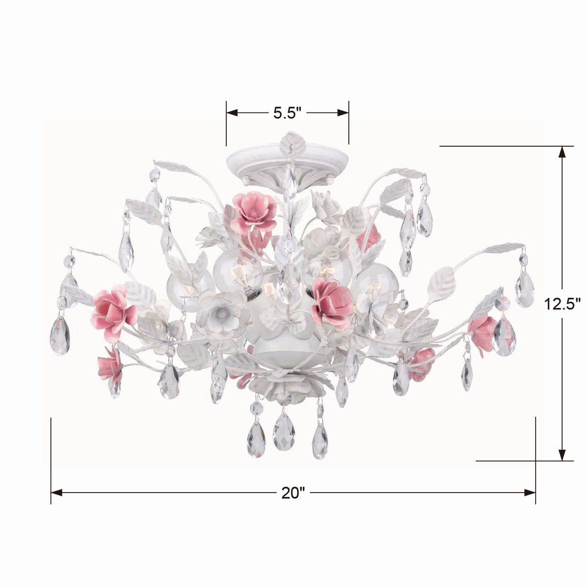 Lola Six Light Semi Flush Mount in Wet White