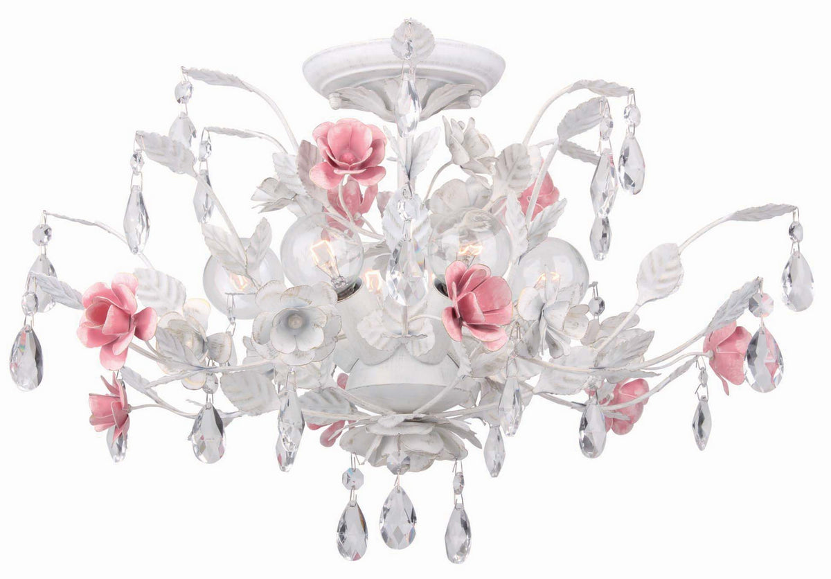 Lola Six Light Semi Flush Mount in Wet White