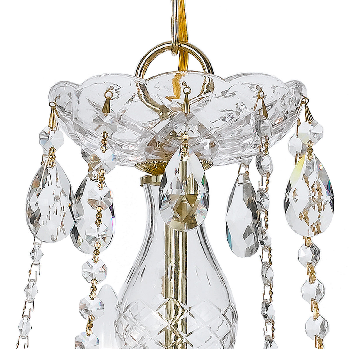 Traditional Crystal Five Light Chandelier in Polished Brass