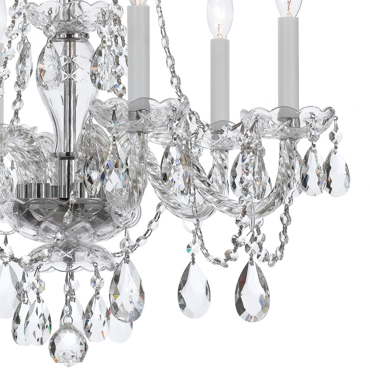 Traditional Crystal Six Light Chandelier in Polished Chrome