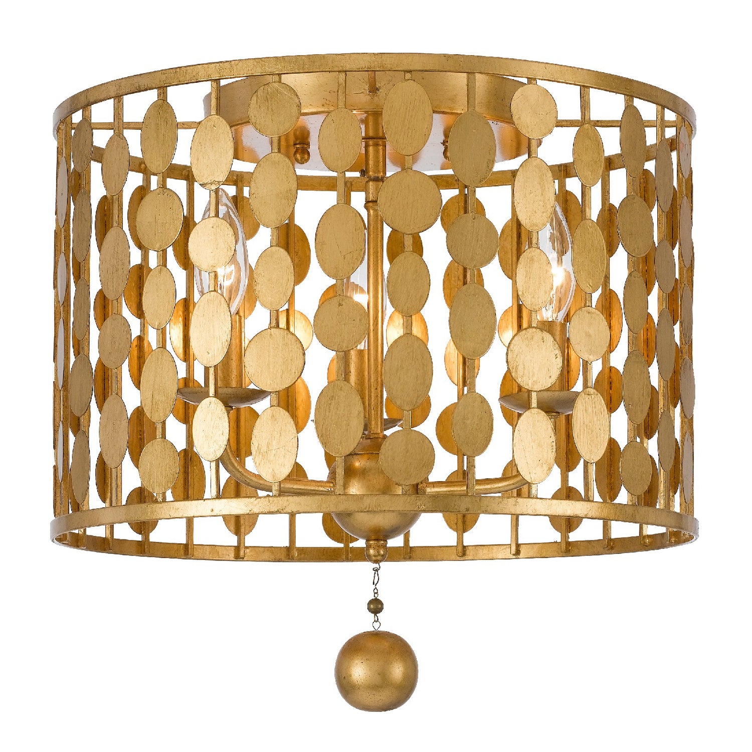 Layla Three Light Flush Mount in Antique Gold
