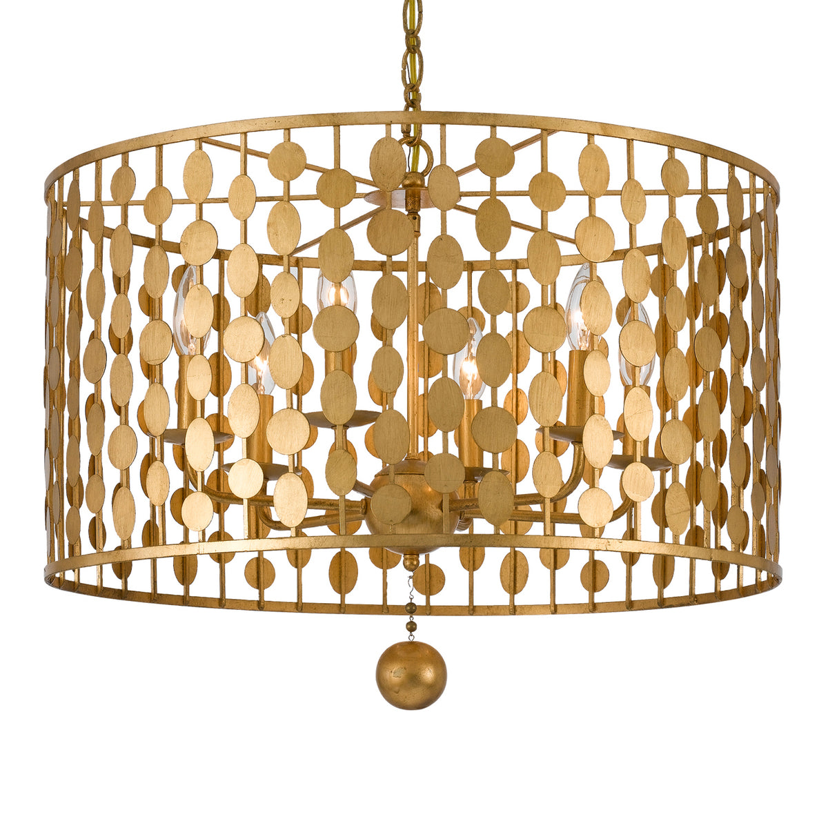 Layla Six Light Chandelier in Antique Gold
