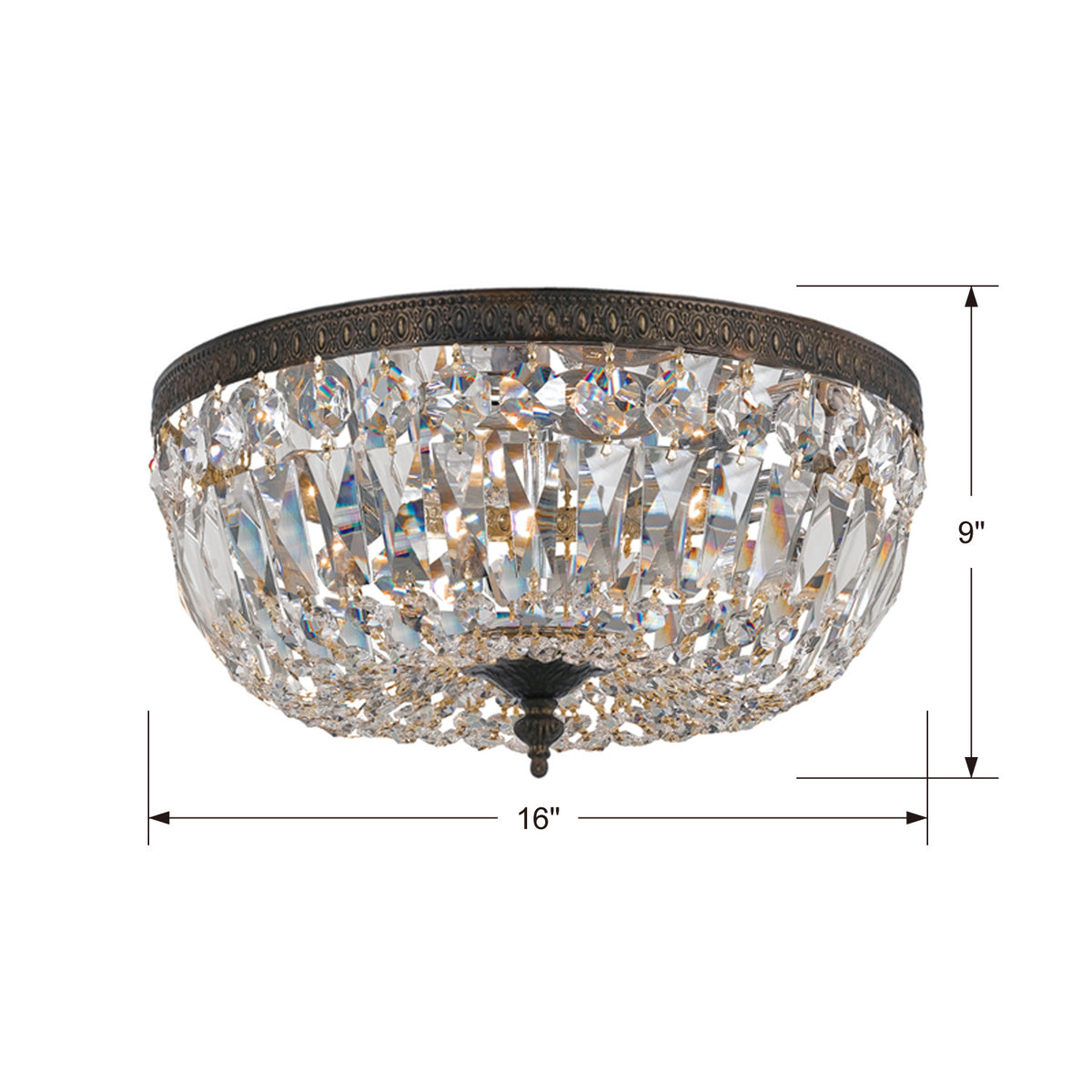 Waltham Three Light Flush Mount in English Bronze