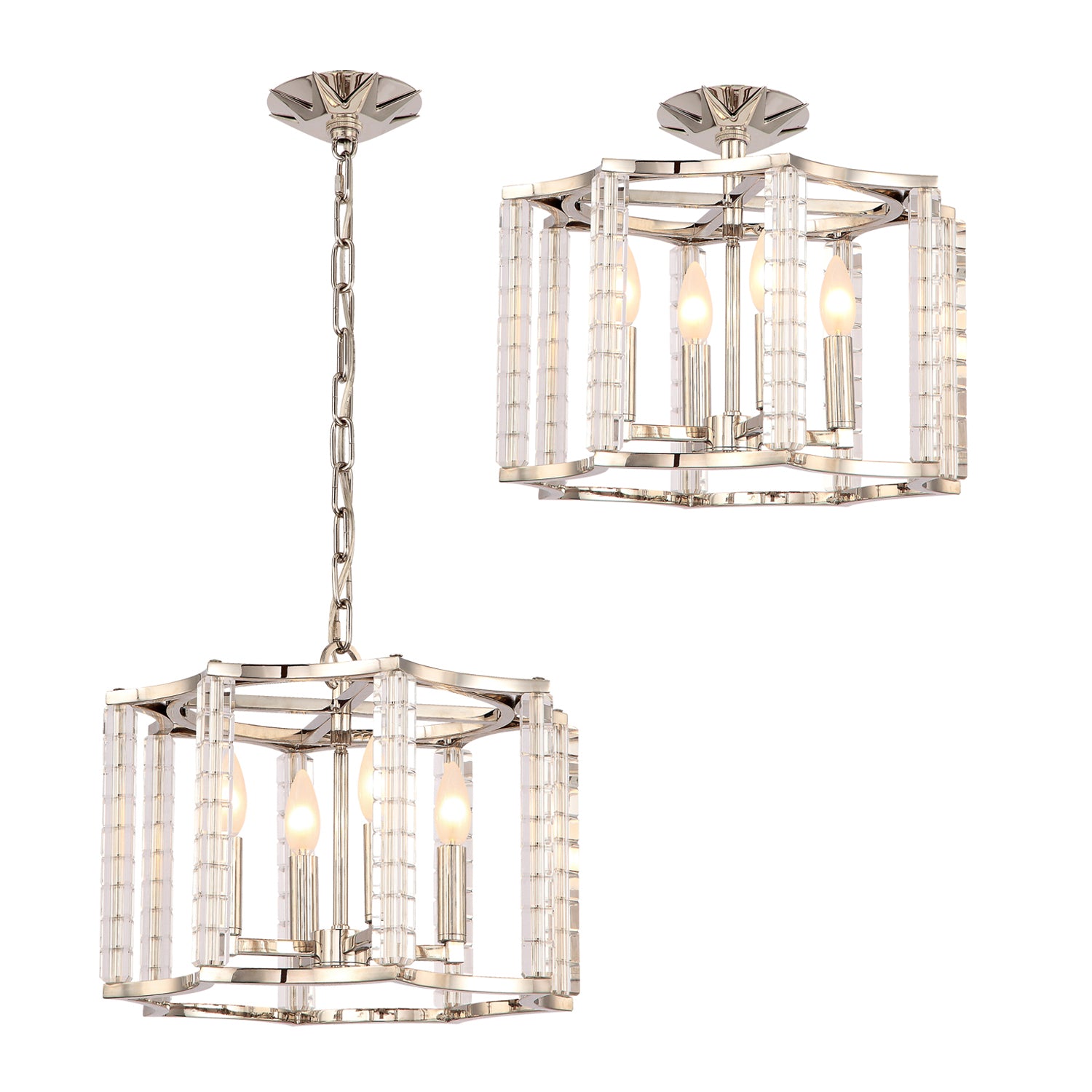 Carson Four Light Semi Flush Mount in Polished Nickel