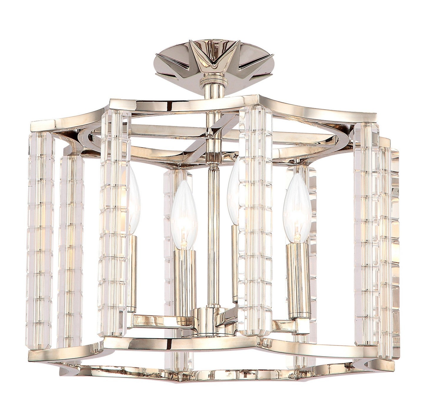 Carson Four Light Semi Flush Mount in Polished Nickel