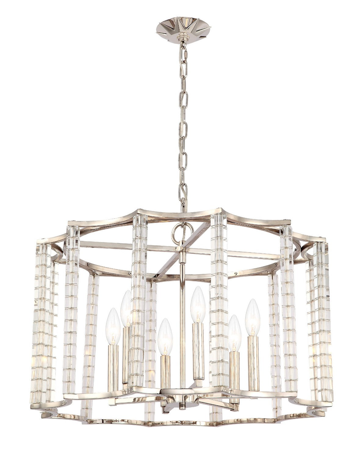 Carson Six Light Chandelier in Polished Nickel